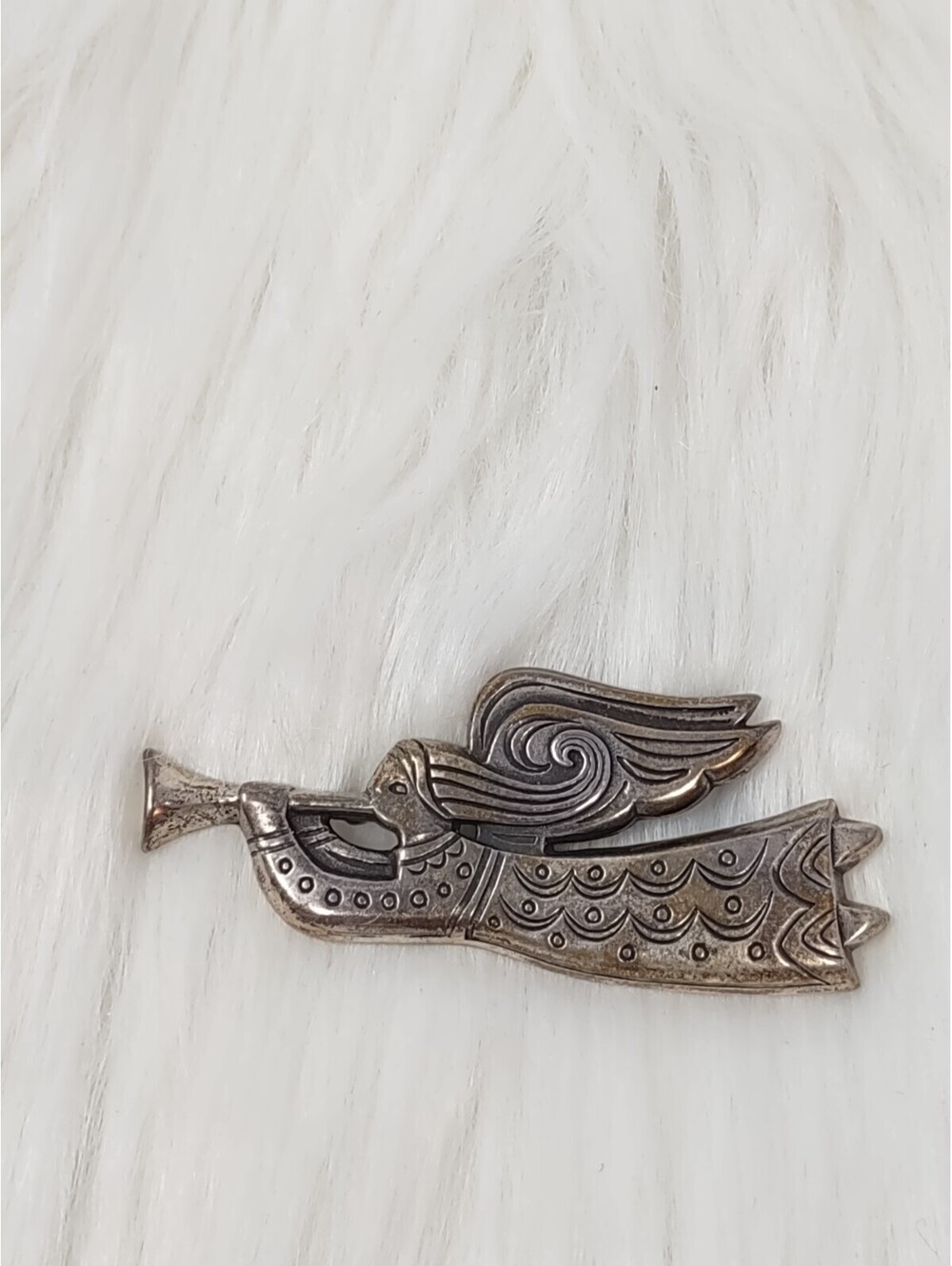 Retired James Avery Sterling Silver Angel Trumpet Brooch Pin